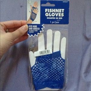 Blue Fishnet Gloves